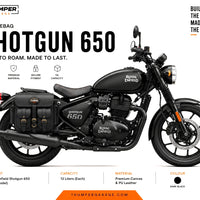 GENUINE LEATHER 4 POCKET TOURING PANNIER BAGS (BLACK) FIT FOR ROYAL ENFIELD SHOTGUN 650