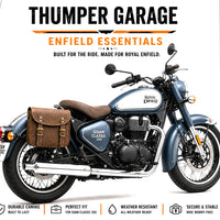GENUINE LEATHER TOURING PANNIER BAGS (DUSTY BROWN) FIT FOR ROYAL ENFIELD GOAN CLASSIC 350