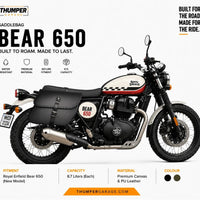 GENUINE LEATHER CURVED TOURING PANNIER BAGS (BLACK) FIT FOR ROYAL ENFIELD BEAR 650
