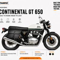 GENUINE LEATHER CURVED TOURING PANNIER BAGS (BLACK) FIT FOR ROYAL ENFIELD CONTINENTAL GT 650