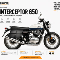 GENUINE LEATHER CURVED TOURING PANNIER BAGS (BLACK) FIT FOR ROYAL ENFIELD INTERCEPTOR 650