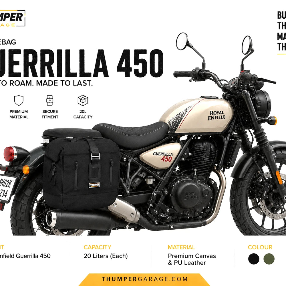 TOURING PANNIER BAGS (36L) BLACK FIT FOR ROYAL ENFIELD GUERRILLA 450