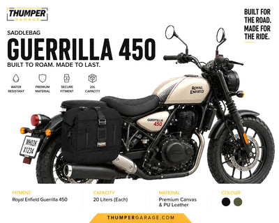 TOURING PANNIER BAGS (36L) BLACK FIT FOR ROYAL ENFIELD GUERRILLA 450