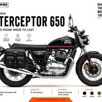 GENUINE LEATHER 4 POCKET TOURING PANNIER BAGS (BLACK) FIT FOR ROYAL ENFIELD INTERCEPTOR 650