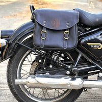 GENUINE LEATHER TOURING PANNIER BAGS (COFFEE BROWN) FIT FOR ROYAL ENFIELD CLASSIC 350