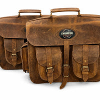 GENUINE LEATHER 4 POCKET TOURING PANNIER BAGS (DUSTY BROWN) FIT FOR ROYAL ENFIELD CONTINENTAL GT 650