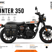 GENUINE LEATHER 4 POCKET TOURING PANNIER BAGS (BLACK) FIT FOR ROYAL ENFIELD HUNTER 350
