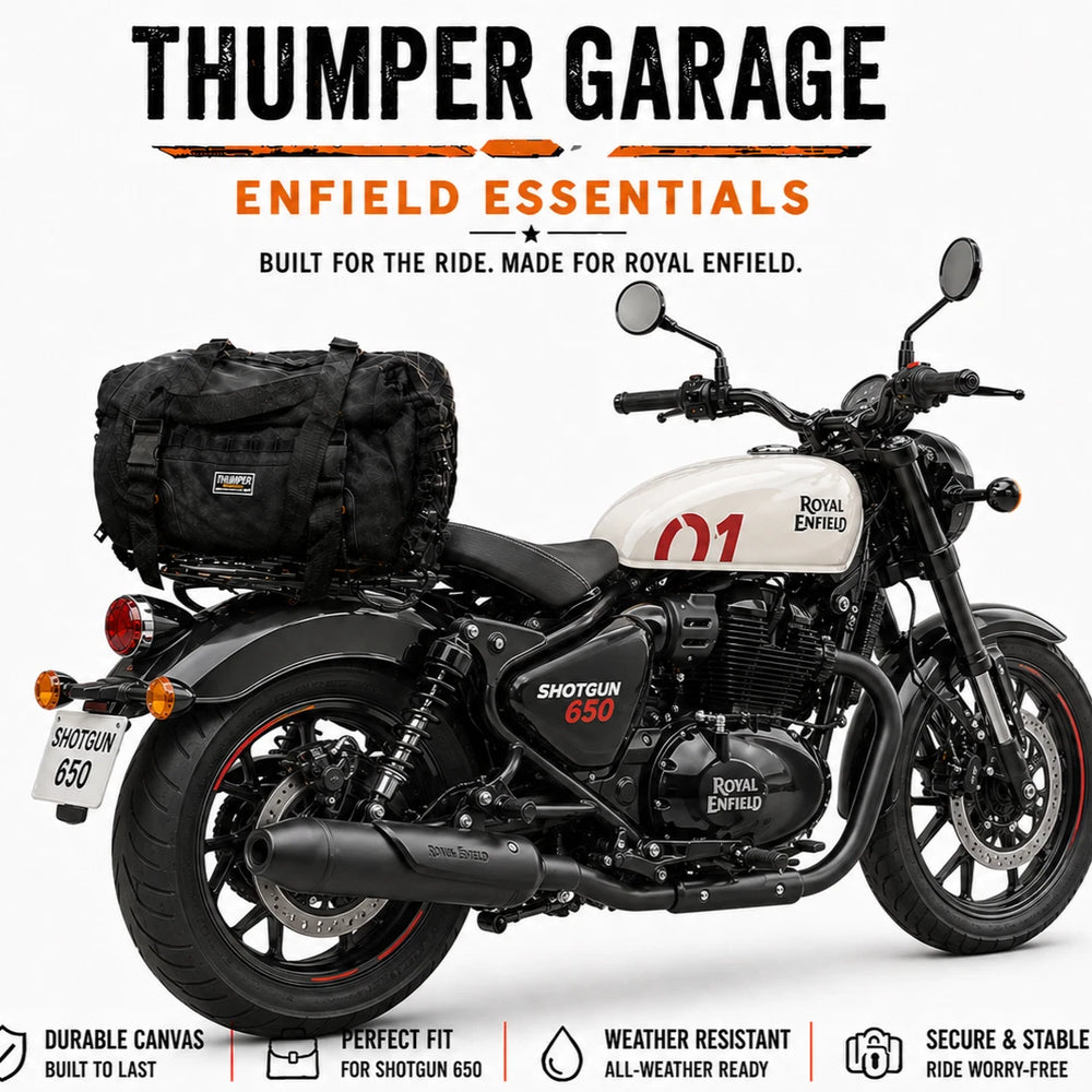 TAIL BAG BLACK- BROWN FIT FOR ROYAL ENFIELD SHOTGUN 650