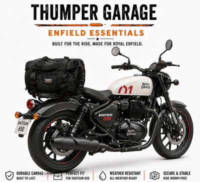 TAIL BAG BLACK- BROWN FIT FOR ROYAL ENFIELD SHOTGUN 650