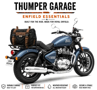 TAIL BAG BLACK FIT FOR ROYAL ENFIELD SUPER METEOR 650
