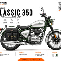 GENUINE LEATHER 4 POCKET TOURING PANNIER BAGS (BLACK) FIT FOR ROYAL ENFIELD CLASSIC 350