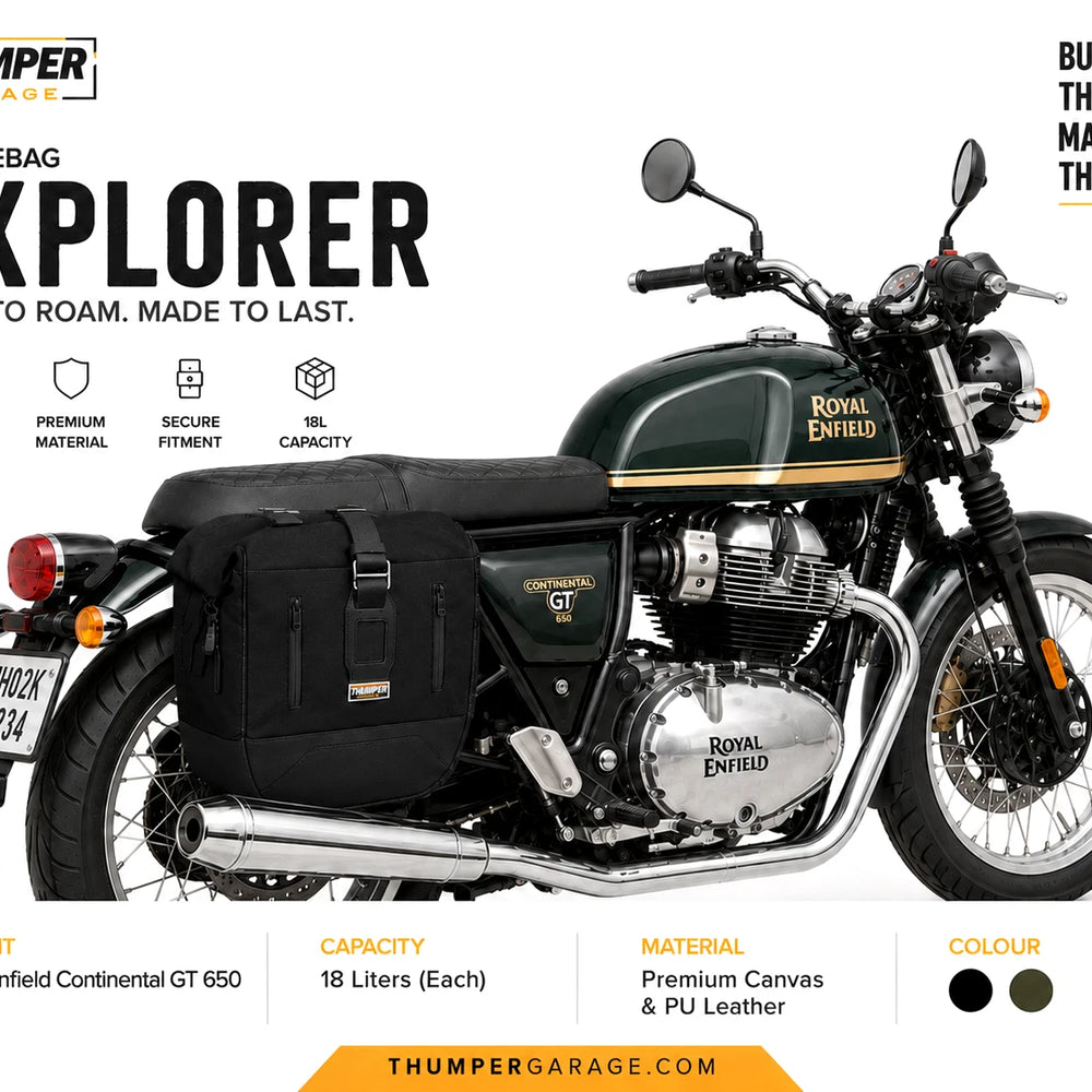 TOURING PANNIER BAGS (36L) BLACK FIT FOR ROYAL ENFIELD CONTINENTAL GT 650