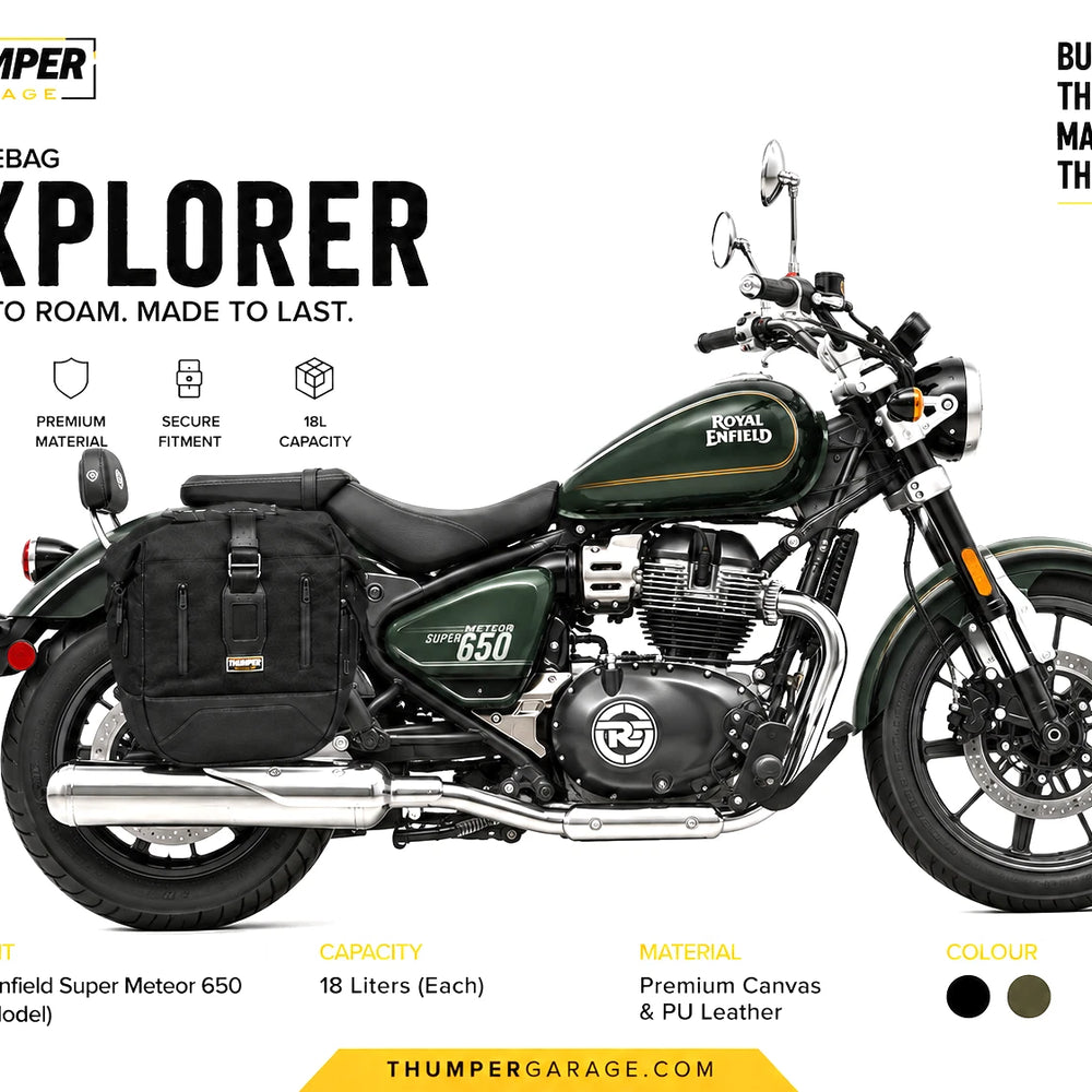 TOURING PANNIER BAGS (36L) BLACK FIT FOR ROYAL ENFIELD SUPER METEOR 650