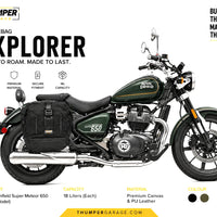 TOURING PANNIER BAGS (36L) BLACK FIT FOR ROYAL ENFIELD SUPER METEOR 650