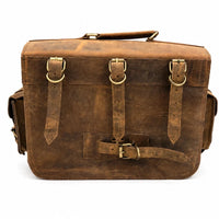 GENUINE LEATHER 4 POCKET TOURING PANNIER BAGS (DUSTY BROWN) FIT FOR ROYAL ENFIELD CONTINENTAL GT 650