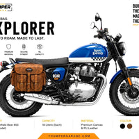 GENUINE LEATHER 4 POCKET TOURING PANNIER BAGS (DUSTY BROWN) FIT FOR ROYAL ENFIELD BEAR 650