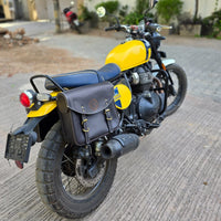 GENUINE LEATHER TOURING PANNIER BAGS (COFFEE BROWN) FIT FOR ROYAL ENFIELD BEAR 650