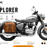 GENUINE LEATHER 4 POCKET TOURING PANNIER BAGS (DUSTY BROWN) FIT FOR ROYAL ENFIELD GOAN CLASSIC 350