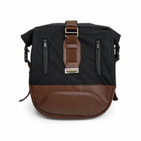 CANVAS PANNIER BAGS (BLACK-BROWN) AND SADDLE STAY FIT FOR ROYAL ENFIELD HUNTER 350