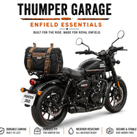 TAIL BAG BLACK- BROWN FIT FOR ROYAL ENFIELD HUNTER 350