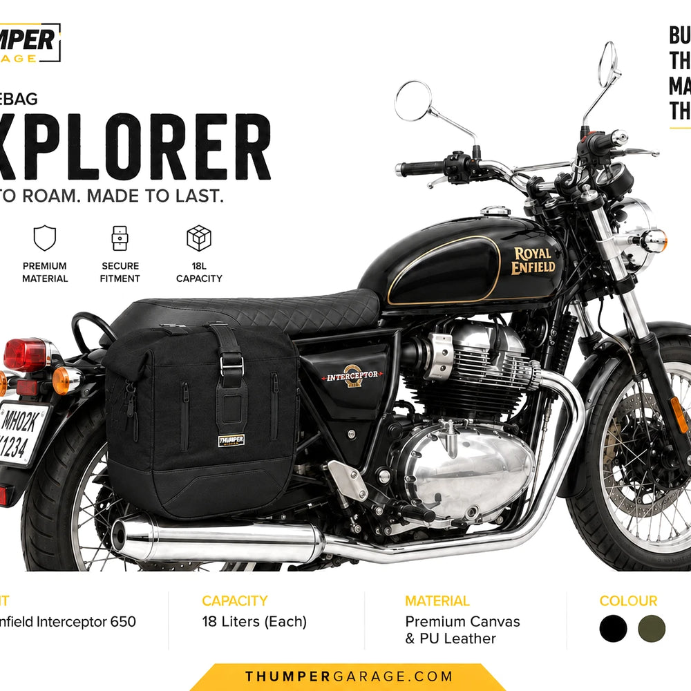 TOURING PANNIER BAGS (36L) BLACK FIT FOR ROYAL ENFIELD INTERCEPTOR 650