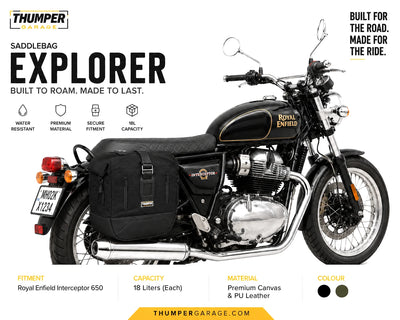 TOURING PANNIER BAGS (36L) BLACK FIT FOR ROYAL ENFIELD INTERCEPTOR 650