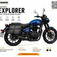 GENUINE LEATHER CURVED TOURING PANNIER BAGS (BLACK) FIT FOR ROYAL ENFIELD HUNTER 350