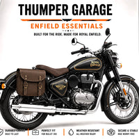 GENUINE LEATHER TOURING PANNIER BAGS (DUSTY BROWN) FIT FOR ROYAL ENFIELD BULLET 350