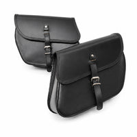 GENUINE LEATHER CURVED TOURING PANNIER BAGS (BLACK) FIT FOR ROYAL ENFIELD CONTINENTAL GT 650