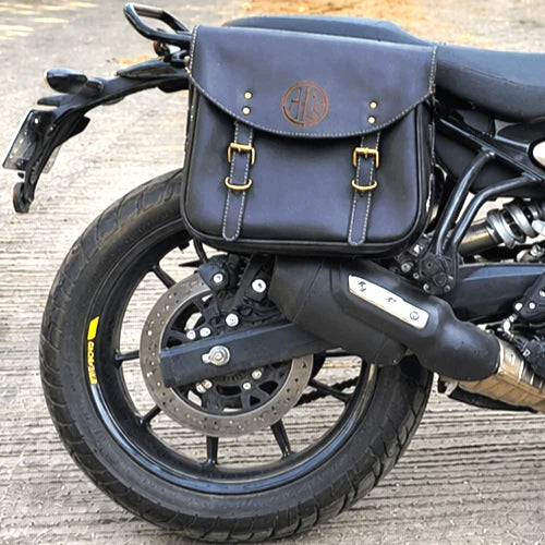 GENUINE LEATHER TOURING PANNIER BAGS (COFFEE BROWN) FIT FOR ROYAL ENFIELD GUERRILLA 450