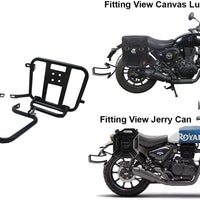 GENUINE LEATHER TOURING PANNIER BAGS (COFFEE BROWN) AND SADDLE STAY FIT FOR ROYAL ENFIELD HUNTER 350