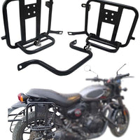 CANVAS PANNIER BAGS (BLACK-BROWN) AND SADDLE STAY FIT FOR ROYAL ENFIELD HUNTER 350